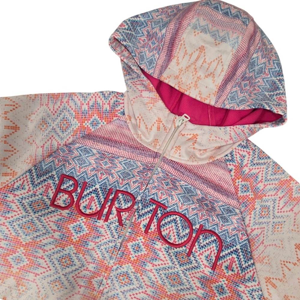 Burton WB Peak Hoodie Womens XL Full Zip Fleece Ski Snowboard Nordic Print 2014
